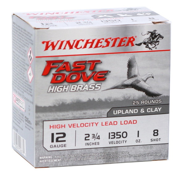 WINCHESTER FAST DOVE HIGH BRASS 12 GAUGE AMMO 2 3/4" 1 OZ #8 SHOT