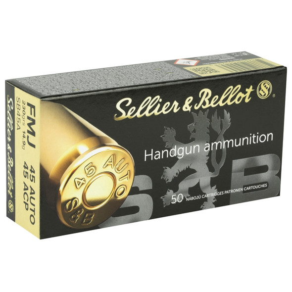 SELLIER & BELLOT 45 ACP AUTO AMMO 230 GRAIN FULL METAL JACKET - SB45A