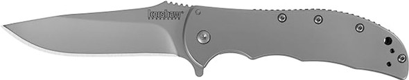KERSHAW VOLT SS FOLDING POCKETKNIFE, STAINLESS STEEL DROP POINT PLAIN EDGE BLADE, ASSISTED ONE HAND OPENING, 3 POSITION POCKET CLIP.