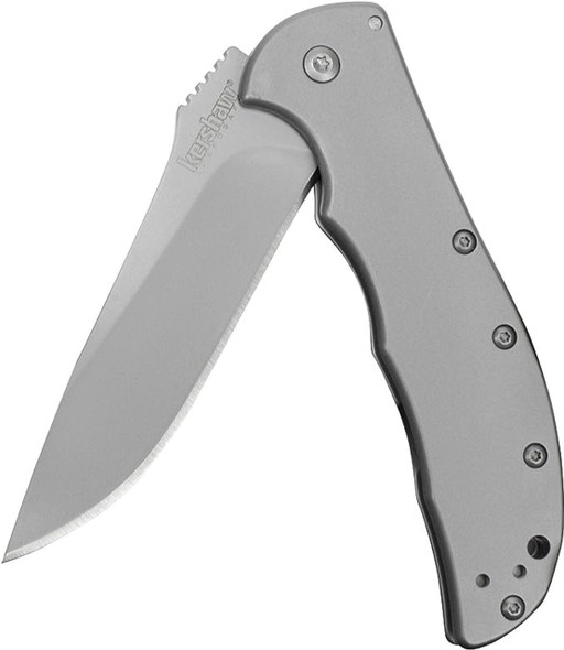 KERSHAW VOLT SS FOLDING POCKETKNIFE, STAINLESS STEEL DROP POINT PLAIN EDGE BLADE, ASSISTED ONE HAND OPENING, 3 POSITION POCKET CLIP.