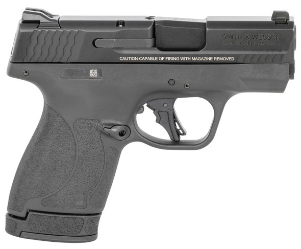 SMITH WESSON 13247 MP SHIELD PLUS 9MM LUGER CALIBER WITH 3.10 BARREL 101 CAPACITY OVERALL MATTE BLACK FINISH SERRATED ARMORNITE STAINLESS STEEL SLIDE POLYMER GRIP MANUAL SAFETY 10 TRIGGER