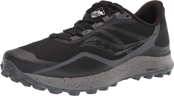 PEREGRINE 12 RUNNING SHOES, MEN'S, BLACK/CHARCOAL, 10