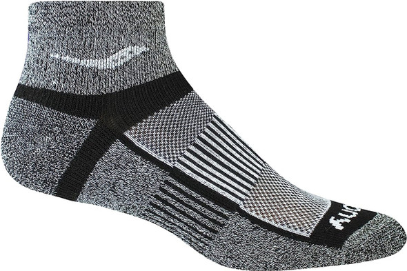 SAUCONY INFERNO QUARTER SOCKS 3 PACK, BLACK WHITE MARL, L