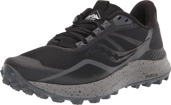 PEREGRINE 12 RUNNING SHOES, WOMEN'S, BLACK/CHARCOAL, 9