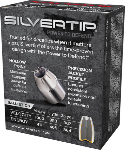 WINCHESTER SILVERTIP 45 ACP 185 GRAIN HOLLOW POINT