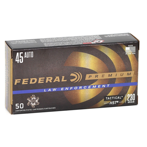 FEDERAL LAW ENFORCEMENT 45 ACP AUTO AMMO 230 GRAIN HST JACKETED HOLLOW POINT