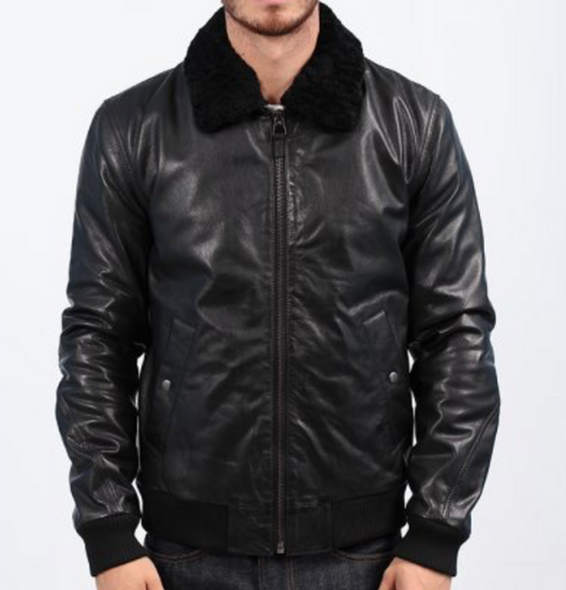 WOLSEY GOAT LEATHER BLACK FLIGHT JACKET, SIZE M GENUINE