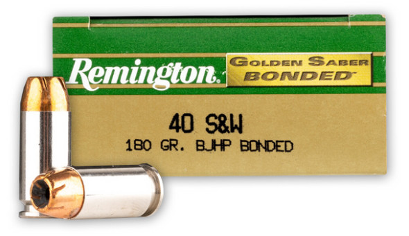 REMINGTON GOLDEN SABER 40 S&W 180 GRAIN BONDED JACKET HOLLOW POINT AMMUNITION