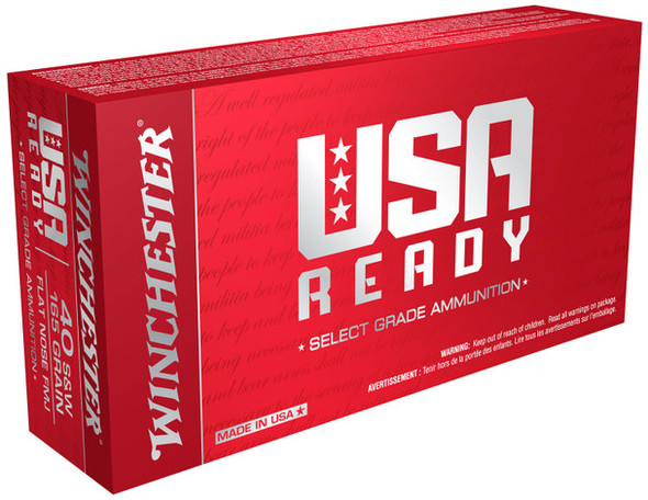 WINCHESTER AMMO RED40 USA READY 40 S&W 165 GR FULL METAL JACKET FLAT NOSE
