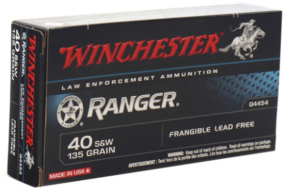 WINCHESTER RANGER 40 S&W AMMO 135 GRAIN FRANGIBLE LEAD FREE