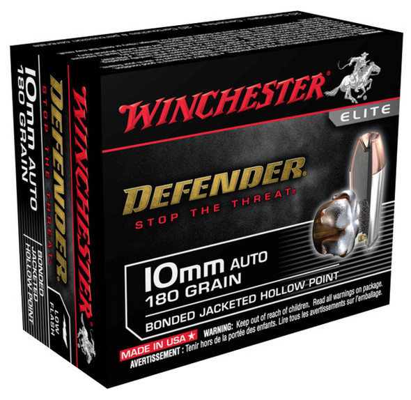WINCHESTER 10 MM AUTO DEFENDER BONDED JHP 180 GR
