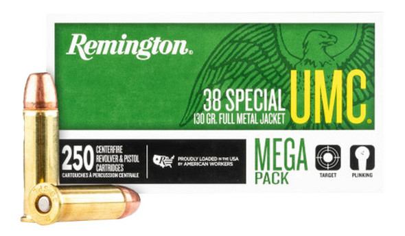 REMINGTON UMC 38 SPECIAL 130 GRAIN, FULL METAL JACKET 250 ROUND CASE-23731