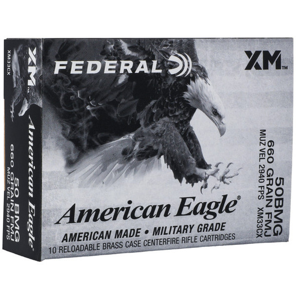 FEDERAL AMERICAN EAGLE 50 BMG 660 GRAIN FULL METAL JACKET 10 ROUNDS (FREE SHIPPING)