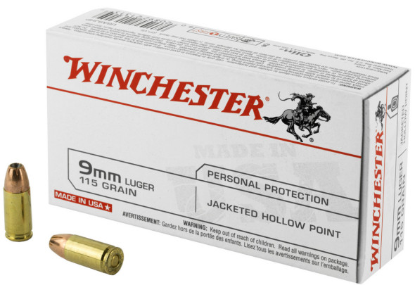 WINCHESTER USA 9MM 115 GRAIN JACKETED HOLLOW POINT-USA9JHP