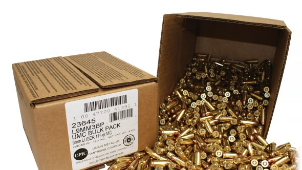 REMINGTON UMC 9MM 115 GRAIN FULL METAL JACKET BULK PACK 1000 ROUNDS - 23645