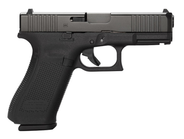 GLOCK PA455S201 G45 GEN5 COMPACT CROSSOVER 9MM LUGER 4.02 101 OVERALL BLACK FINISH WITH NDLC STEEL WITH FRONT SERRATIONS SLIDE ROUGH TEXTURE INTERCHANGEABLE BACKSTRAPS GRIP FIXED SIGHTS