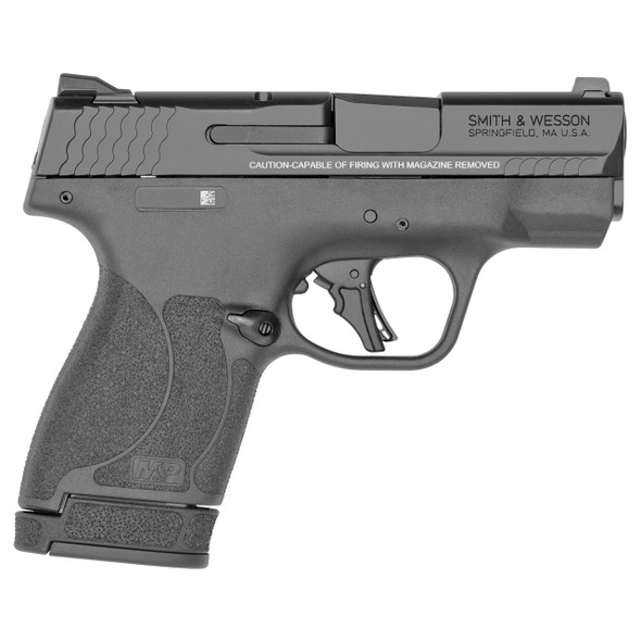 SMITH & WESSON, SHIELD PLUS, STRIKER FIRED, MICRO-COMPACT, 9MM, 3.1" BARREL, WHITE DOT SIGHTS, POLYMER FRAME, THUMB SAFETY, FLAT FACE TRIGGER, 2 MAGS, 1-10RD 1-13RD, BLACK
