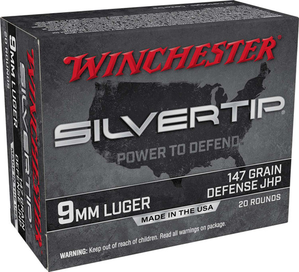 WINCHESTER AMMO SUPER-X 9MM LUGER 147 GR SILVERTIP HOLLOW POINT-W9MMST2