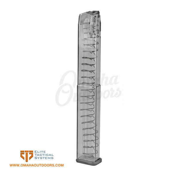 ETS GROUP GLK1840 PISTOL MAGS 40RD EXTENDED 9MM LUGER COMPATIBLE W GLOCK 171819263445 CLEAR POLYMER