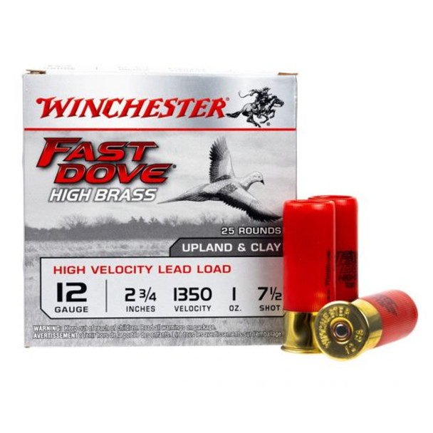 WINCHESTER FAST DOVE HIGH BRASS 2.75" 1 OZ 7.5 SHOT 12 GAUGE AMMUNITION,