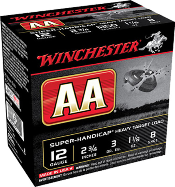 WINCHESTER AMMO AAHA128 AA SUPER HANDICAP HEAVY TARGET 12 GAUGE 2.75" 1 1/8 OZ 1250 FPS 8 SHOT