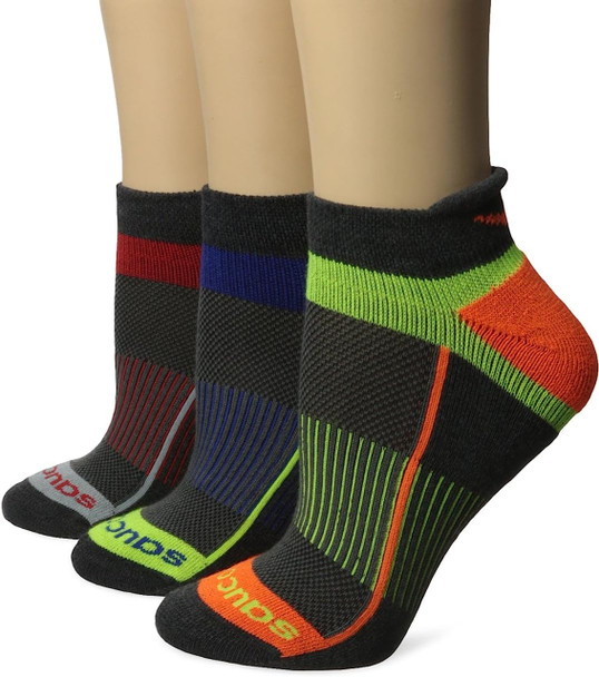 SAUCONY INFERNO NO SHOW TAB SOCKS 3 PACK, CHARCOAL ASSORT, M