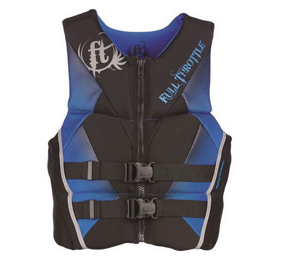 FULL THROTTLE MEN'S HINGED RAPID-DRY FLEX-BACK LIFE VEST, BLUE