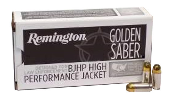 REMINGTON 40 S&W AMMUNITION GOLDEN SABER GS40SWAB 165 GRAIN BRASS JACKETED HOLLOW POINT 50 ROUNDS