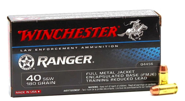 WINCHESTER RANGER 40 S&W AMMO 180 GRAIN FMJ ENCAPSULATED BASE REDUCED LEAD