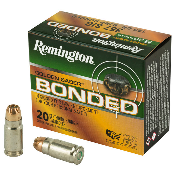 REMINGTON GOLDEN SABER 357 SIG 125 GRAIN BRASS JACKETED HOLLOW POINT BONDED-29407