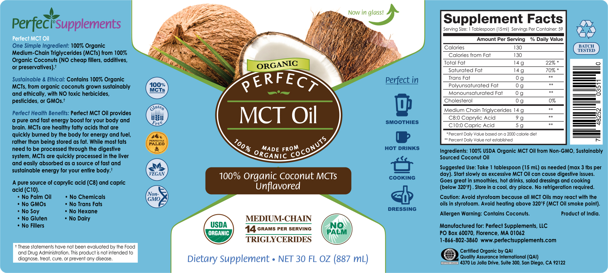 Premium MCT Oil from Non-GMO Organic Coconut Oil