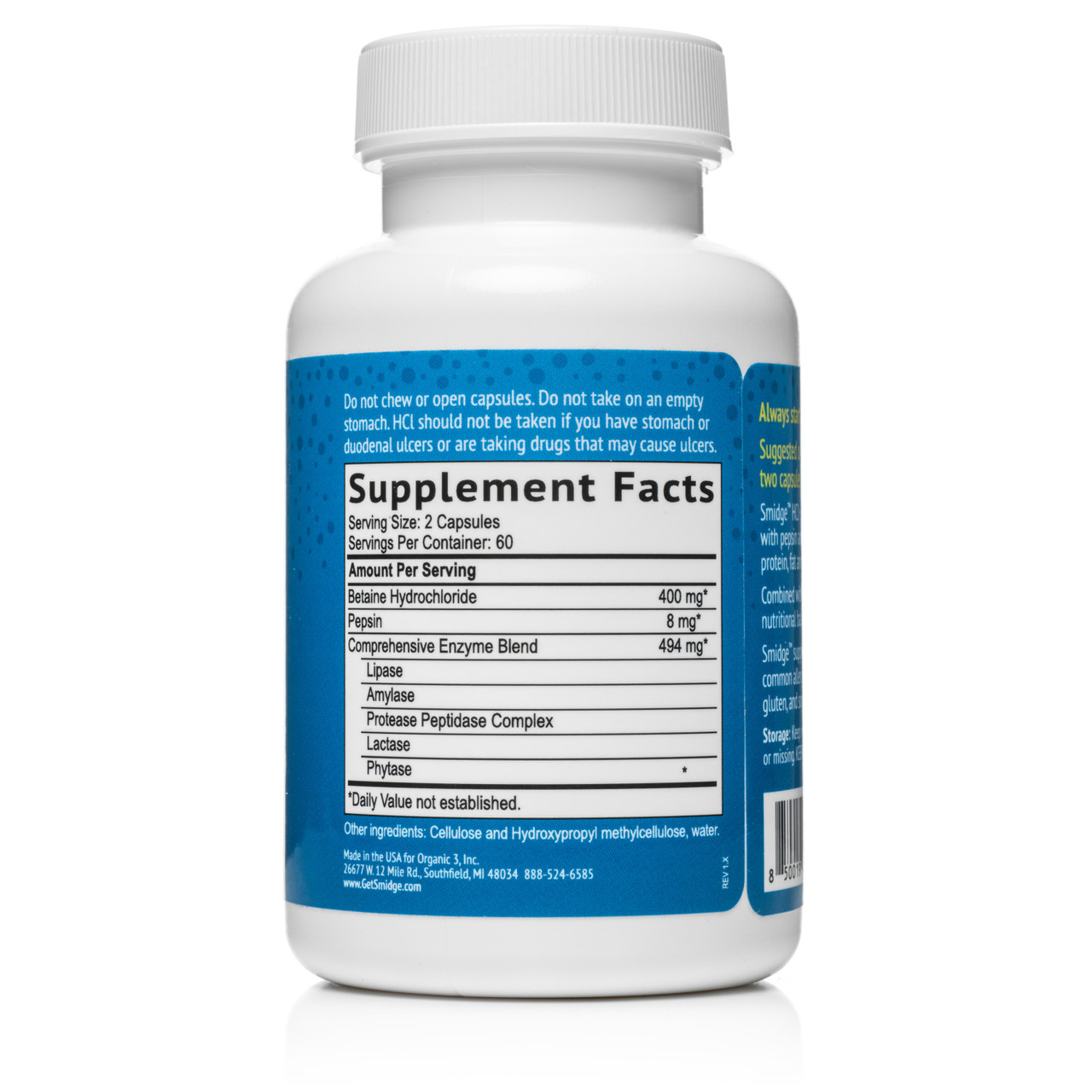 Smidge HCL & Digestive Enzymes 120 Capsules