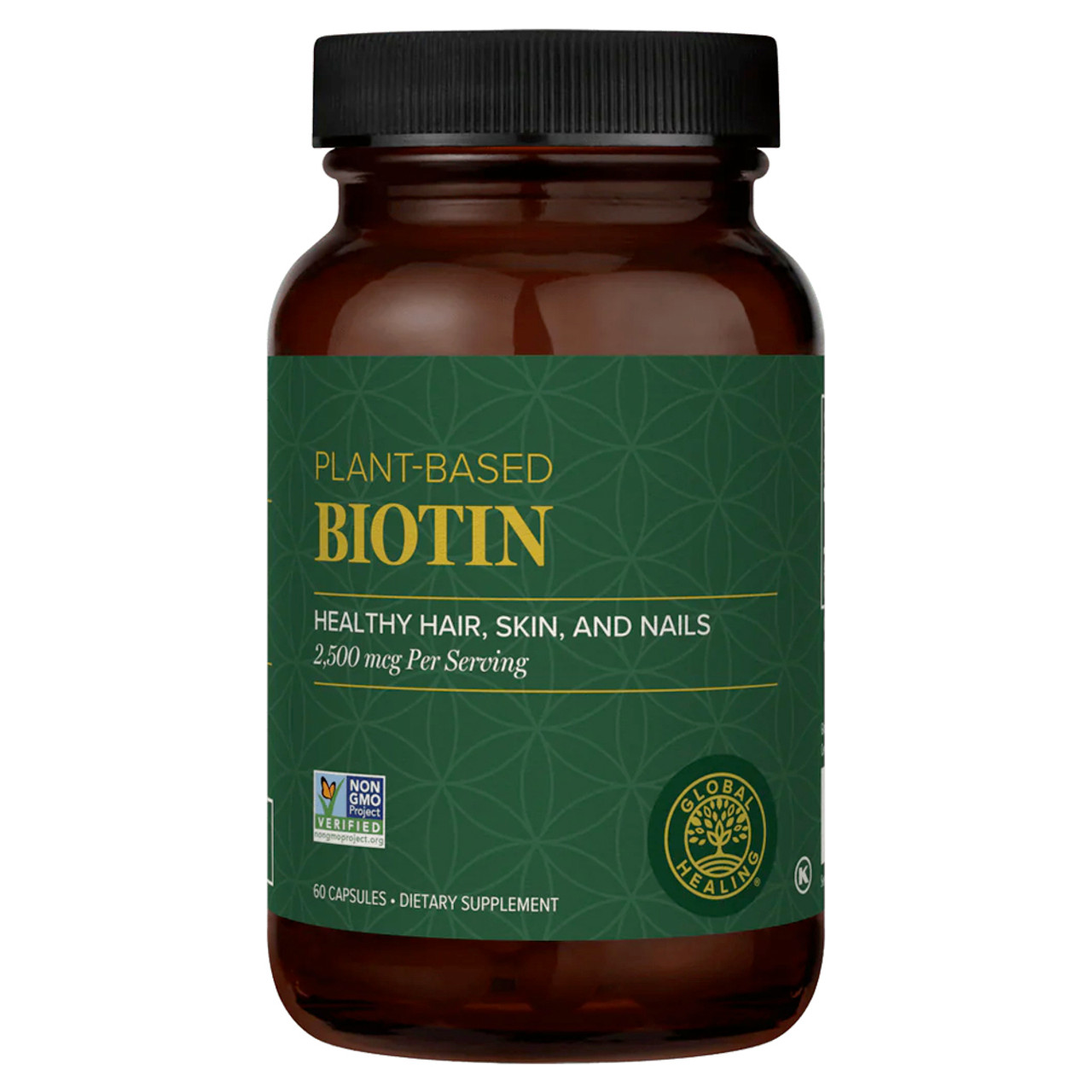 Global Healing Biotin, Plant-based for Hair, Skin, Nails - 60 Capsules