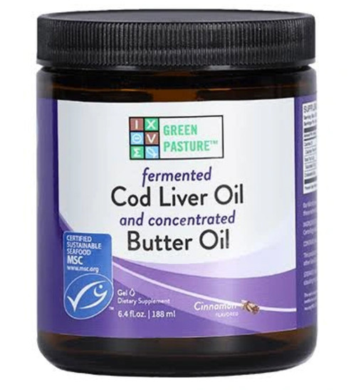 Green Pasture Butter Oil/Fermented Cod Liver Oil, Cinnamon Gel - 6.4 fl. oz. Green Pasture Butter Oil/Fermented Cod Liver Oil, Cinnamon Gel - 6.4 fl. oz.
