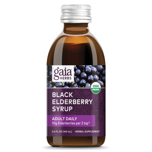 Gaia Herbs Black Elderberry Syrup, Adult Daily - 5.4 oz. Gaia Herbs Black Elderberry Syrup, Adult Daily - 5.4 oz.