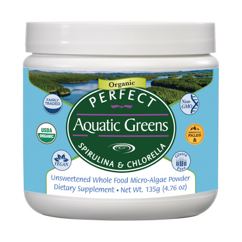 Perfect Aquatic Greens Powder - Organic & Fairly-Traded Spirulina and Chlorella Powder - 135g Perfect Aquatic Greens Powder - Organic & Fairly-Traded Spirulina and Chlorella Powder - 135g