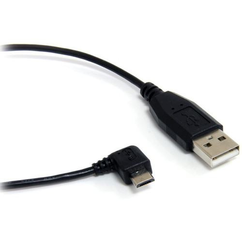 StarTech.com 1 ft Micro USB Cable - A to Right Angle Micro B - Charge and sync M