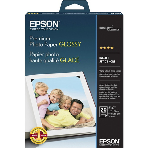 Epson Borderless Premium Photo Paper - 92 Brightness - 97% Opacity - 5" x 7" - 6