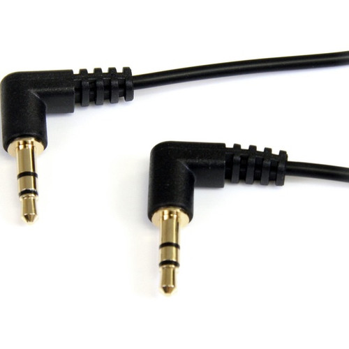 StarTech.com 6 ft Slim 3.5mm Right Angle Stereo Audio Cable - M/M - Connect an i