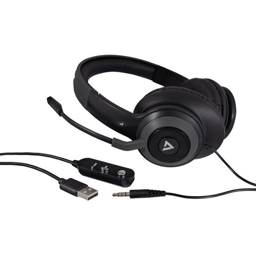 V7 Premium Over-Ear Stereo Headset with Boom Mic - Stereo - USB, Mini-phone (3.5