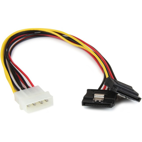 StarTech.com 12in LP4 to 2x Latching SATA Power Y Cable Splitter Adapter - 4 Pin