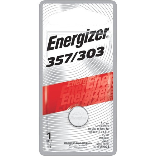 Energizer 357/303 Silver Oxide Button Battery, 1 Pack - For Multipurpose - 1.5 V