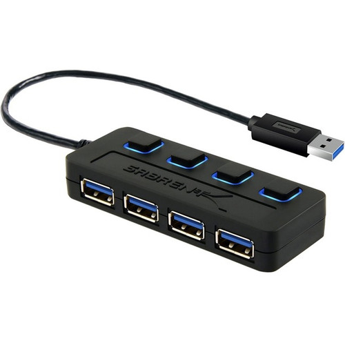 Sabrent 4-Port USB 3.0 Hub With Power Adapter - USB - External - 4 USB Port(s) -