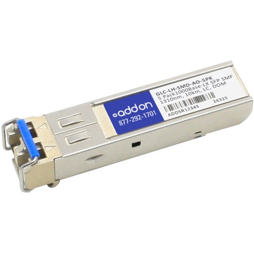 AddOn 5-Pack of Cisco GLC-LH-SMD Compatible TAA Compliant 1000Base-LX SFP Transc