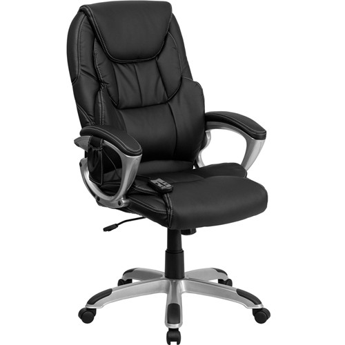 Flash Furniture High Back Massaging Black Leather Executive Office Chair With Si