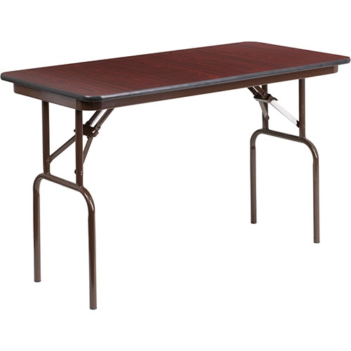 Flash Furniture Rectangular Mahogany Melamine Laminate Folding Banquet Table - 2