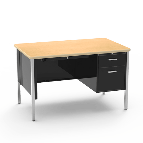 Virco 543 Teacher's Desk Single Pedestal File with Lockable Compartments and a F