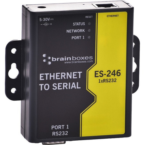 Brainboxes 1 Port RS232 Ethernet to Serial Adapter - DIN Rail Mountable - PC, Li