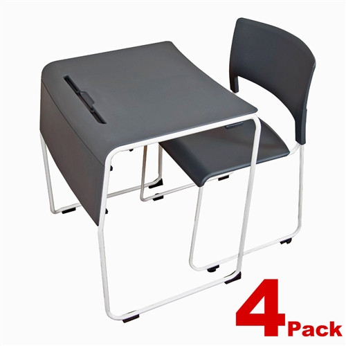 Luxor STUDENT-STK4PK - Lightweight Stackable Student Desk and Chair - 4 Pack (LU