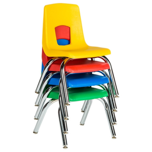 Preschool Chair w/ Chrome Legs, 12" Seat Height - Ships Today